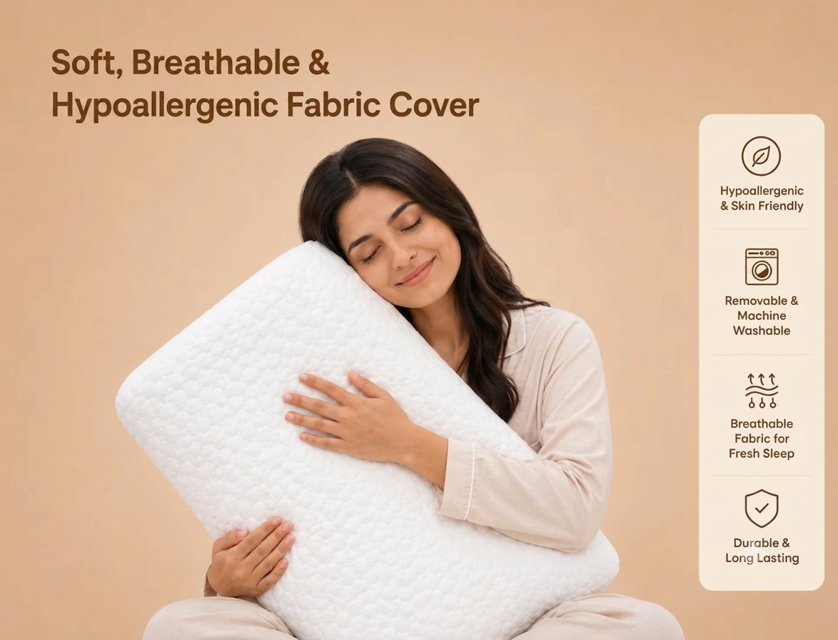 SleepEase Memory Foam Orthopaedic Pillow (White)