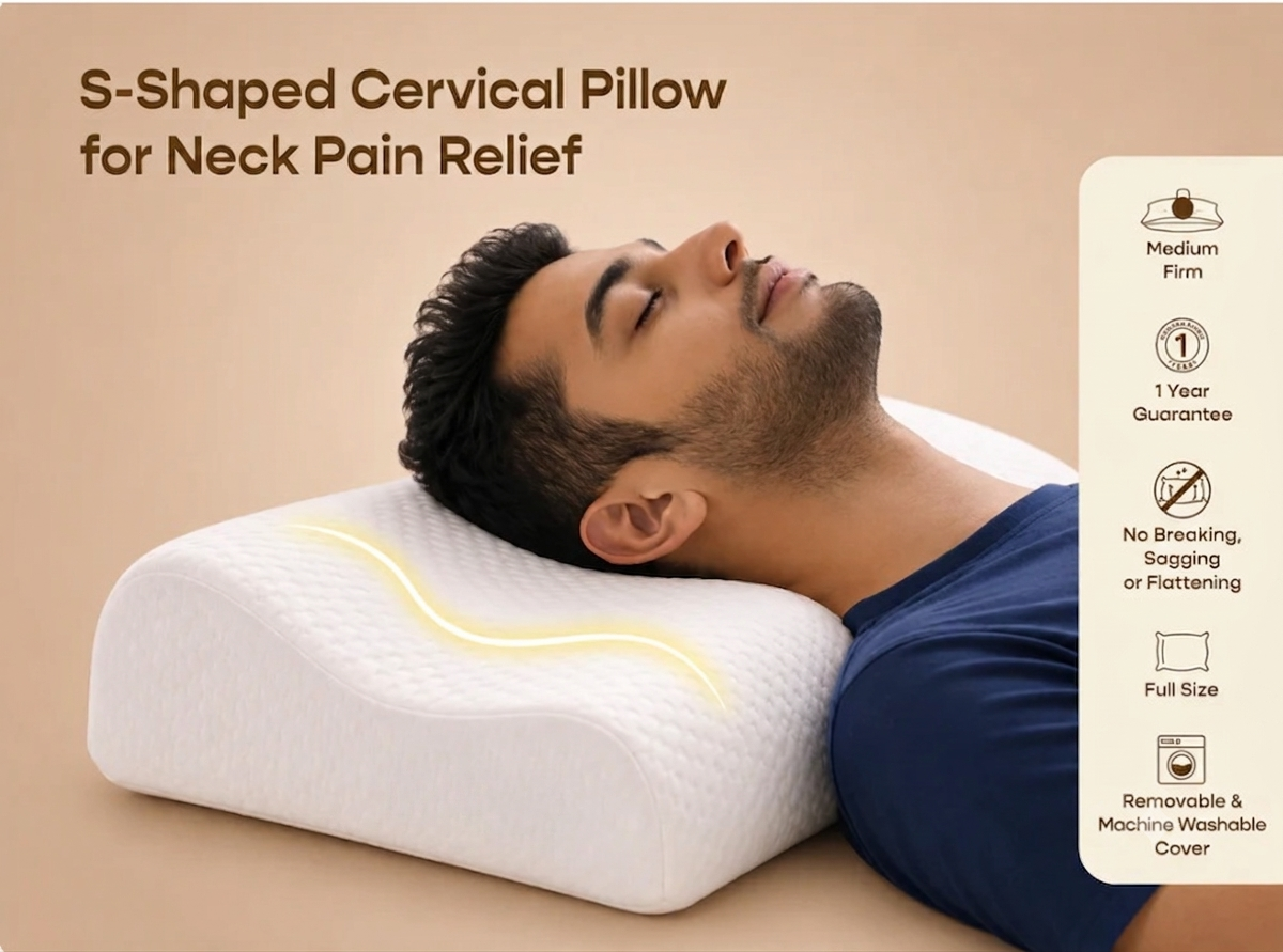 SleepEase Memory Foam Orthopaedic Pillow (White)