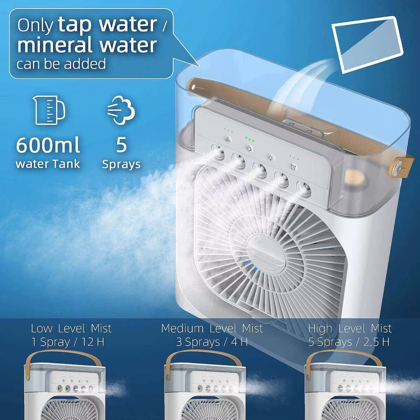 Portable Humidifier Air Cooler Mist Fan Mini Cooler for Home