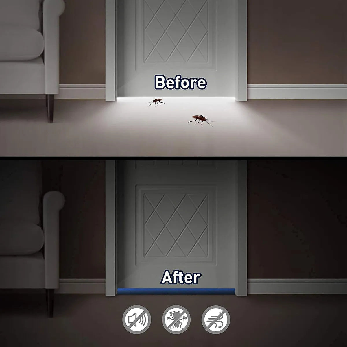 Magic Door Gap Seal Strip | Premium Door Draft Blocker | Soundproof Wind & Dust Protector | Easy Door Mounted Guard (Pack of 3)