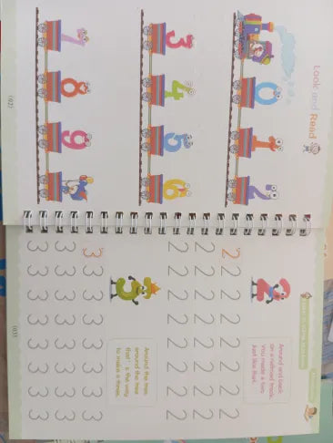 Sank Magic Practice Copybook | 4 Books + 1 Magic Pen + 1 Grip + 10 Refills | Reusable Alphabet Numbers Math Drawing | Kids Ages 3–10