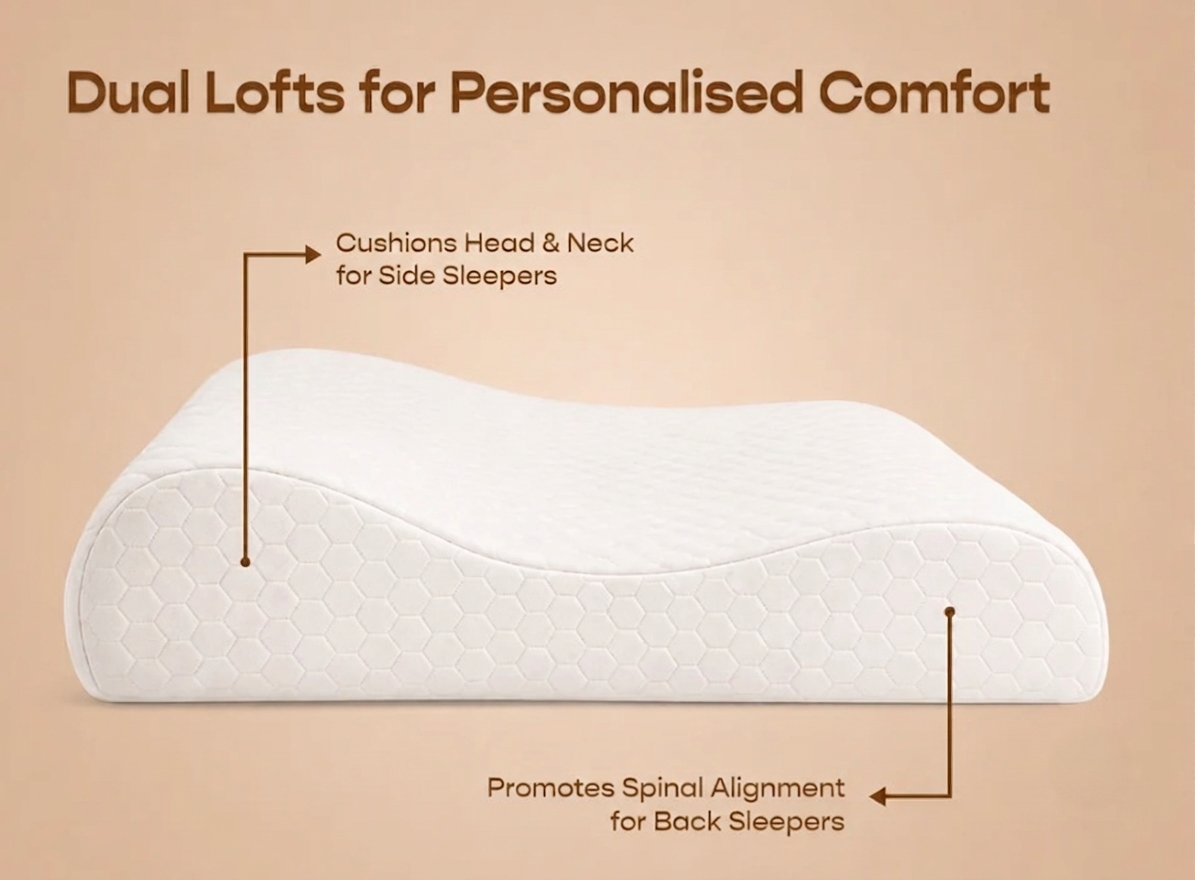 SleepEase Memory Foam Orthopaedic Pillow (White)