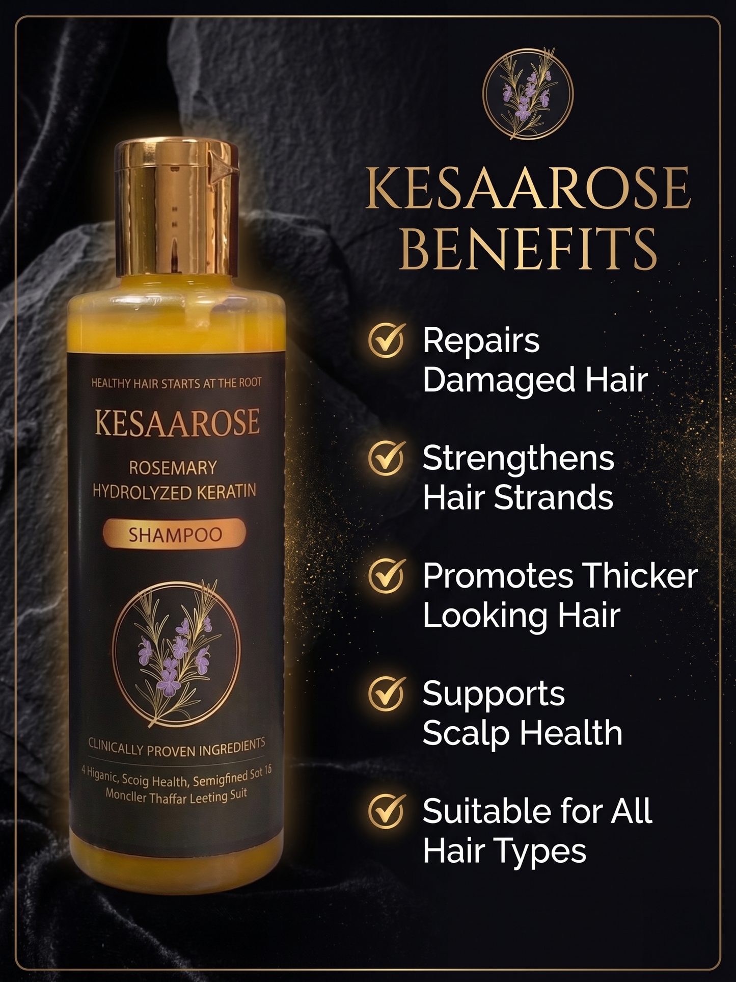 Rosemary Hydrolyzed Keratin Shampoo| Repair Damaged Hair | Strengthen & Shine | All Hair Types